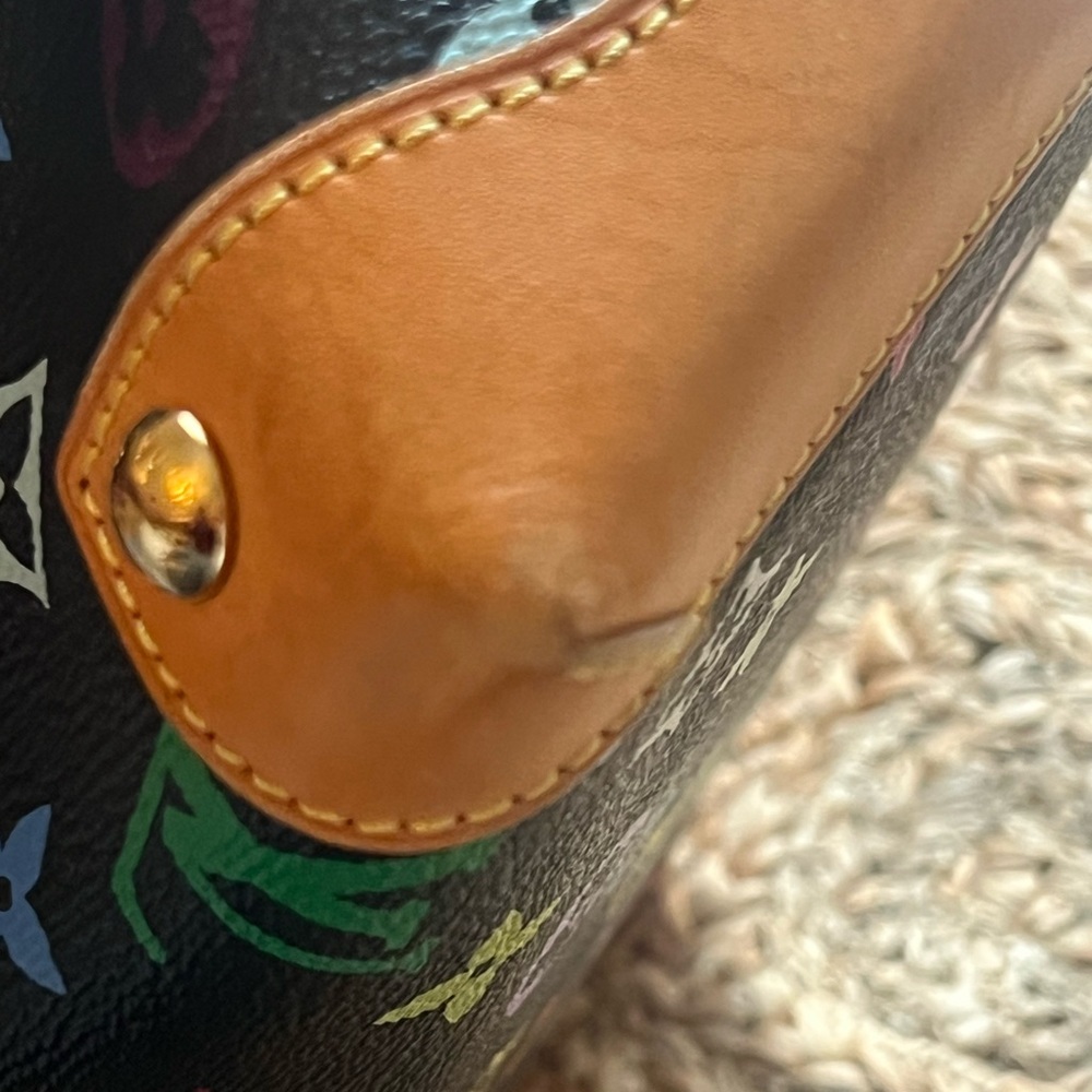 Louis Vuitton Black Murikami Monogram Satchel with Gold Hardware- Authenticated - Picture 13 of 16